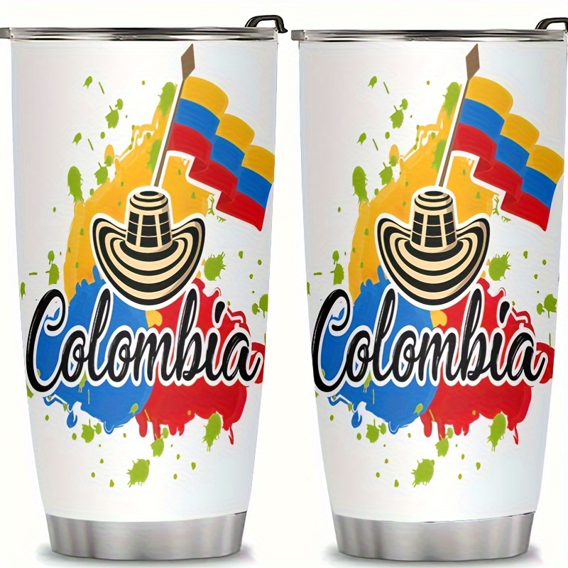 

20oz Vacuum With A Colombia Design - A Fashionable Stainless Steel Mug Featuring A Lid, Double Wall Insulation For Hot And Cold Beverages, Sturdy And Travel.