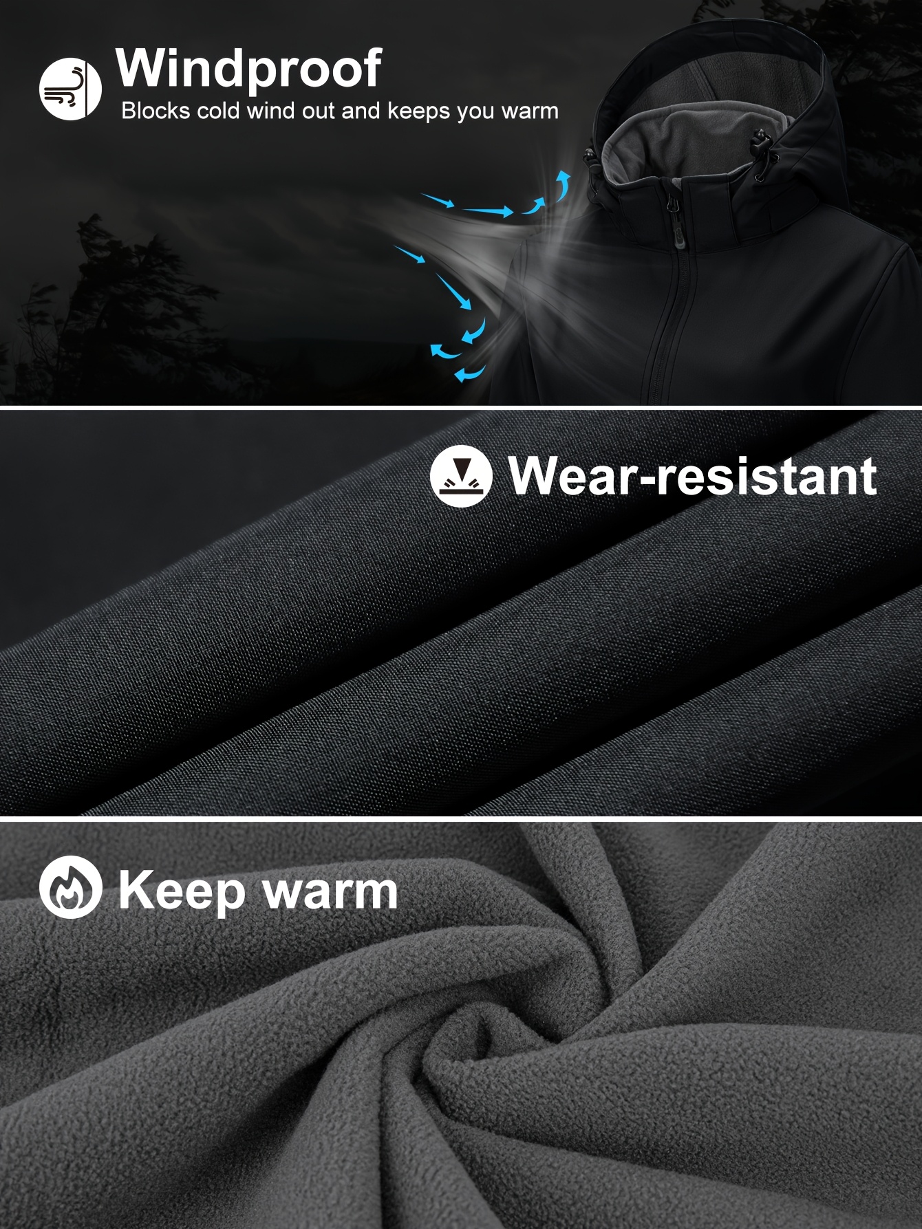 womens 33 000ft windproof softshell jacket length hooded Temu