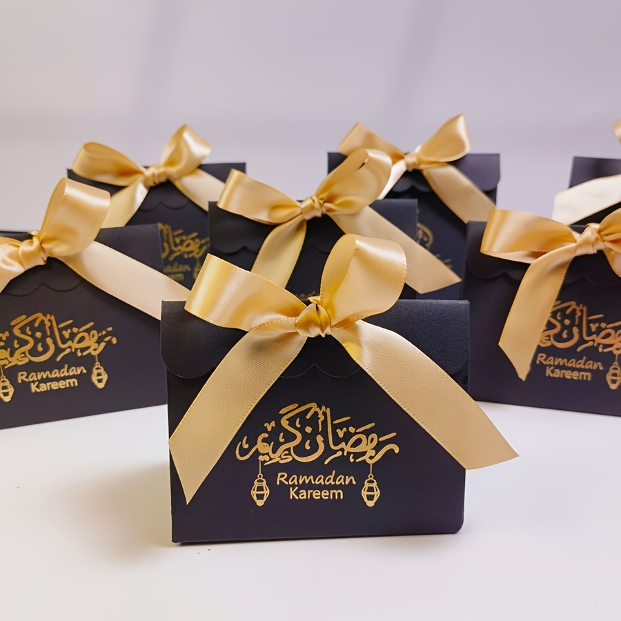 

10pcs Eid Ramadan Favor Boxes - Paper Boxes With & Decorative Designs, Candy, Chocolates, And Party Treats