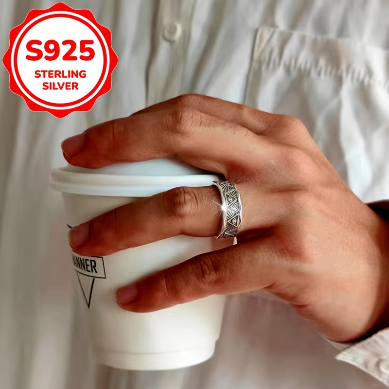 Women's S925 Pure Silver Retro Style Heart Ring, Gift for Her