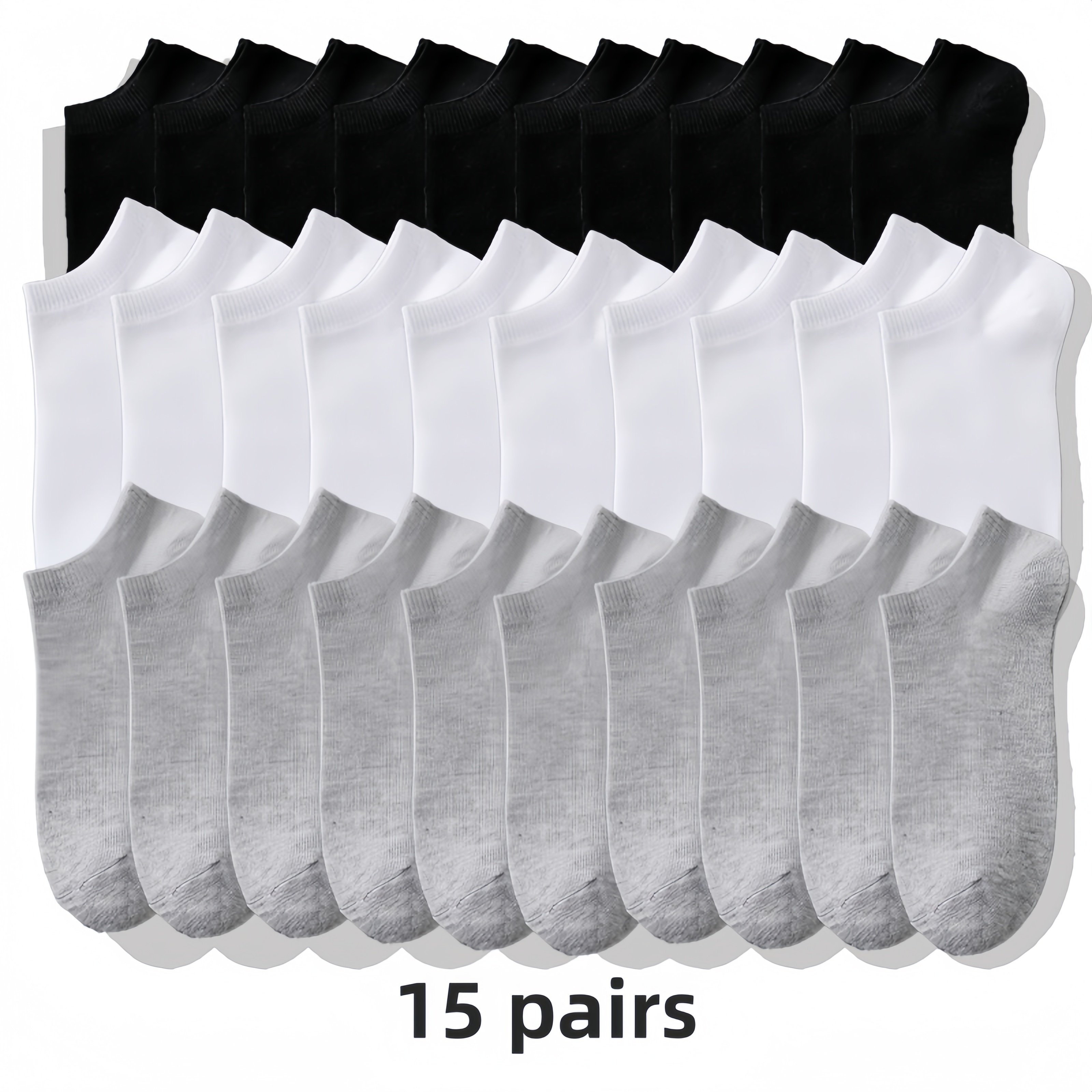 

15 Pairs Of Cotton Socks For Men And Women, Sweat Absorbing And Odor Resistant, Durable Everyday Low-cut Wear For Spring & Summer