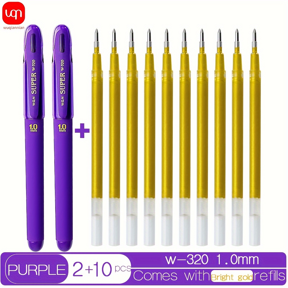 Purple Gel Pen Golden Refill Rollerball Pen Liquid Ink Pens - Temu Canada