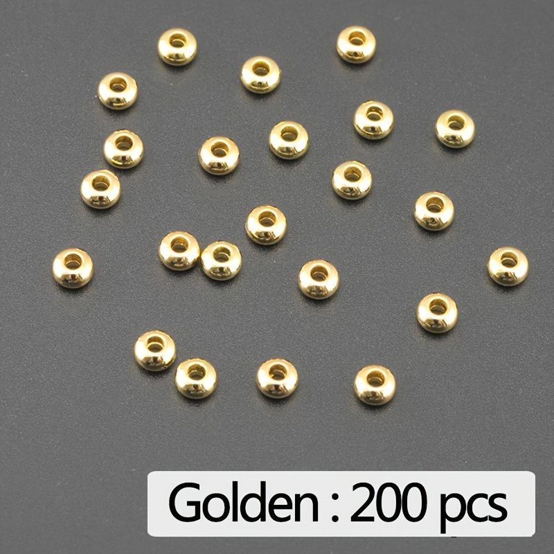 400 Pieces/200 Pieces Of 5mm 4mm 3mm Mixed Golden And Silvery Flat Round Spacer Beads, Smooth Flat Round Beads, Round Disc Spacers, Suitable For DIY Bracelet, Necklace, Earring Making Accessories And Crafts.