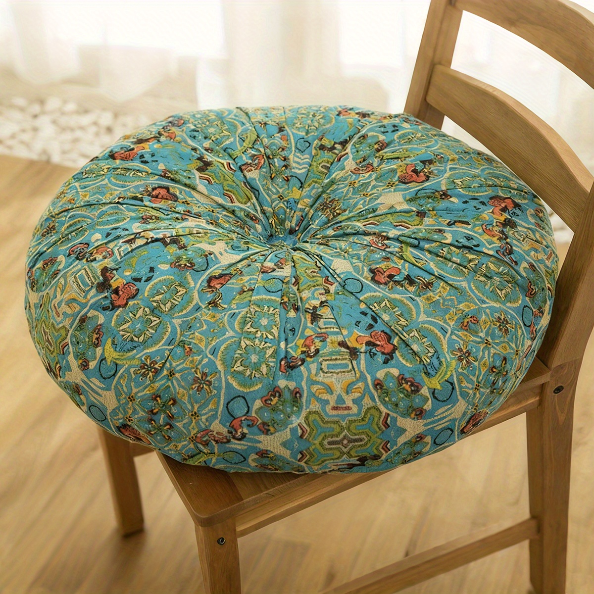 TEMU Large Round Bohemian Vintage Floor Cushion - Thickened Comfortable Seat Pad, Tatami Pumpkin Throw Pillow For Bedroom/chair, Valentine's Day Home Decorations