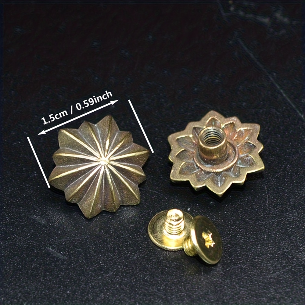 TEMU 2 piezas, de Latón Sólido de Estrella, Tornillo Decorativo, Accesorios de Cuero para Carteras DIY