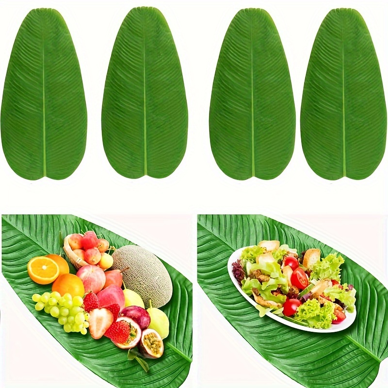 

4-pack Large Artificial Banana Leaves, Plastic For , Theme Decor, Wedding, Home, Kitchen, Table Decoration Accessories, Reunion Party Supplies, No Electricity Or Battery Needed