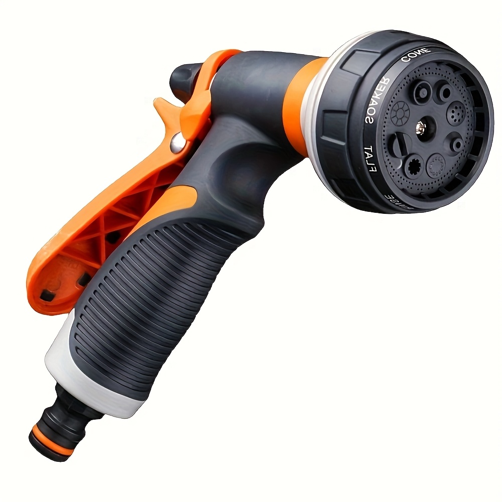 1pc High-Pressure Garden Hose Nozzle - Adjustable Spray Pattern, Durable Lightweight Design with Ergonomic Orange And Black Grip, Universal Thread for Gardening, Car Washing, And Yard Cleaning