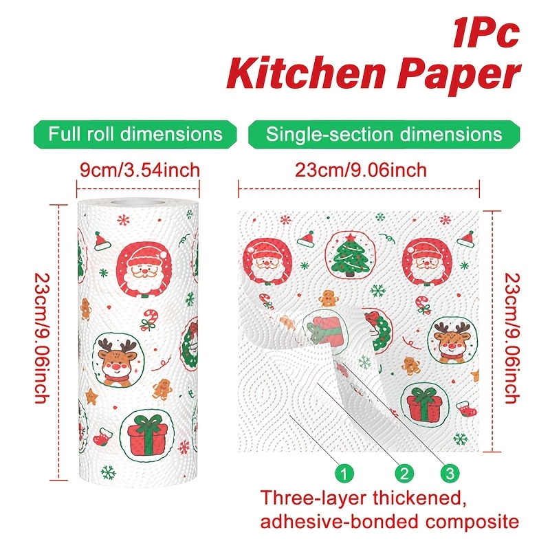 TEMU 1pc, Kitchen Paper, Christmas Kitchen Paper, Santa Claus Snowman Elk Design Kitchen Paper, Merry Christmas Kitchen Decorations, Noel Navidad