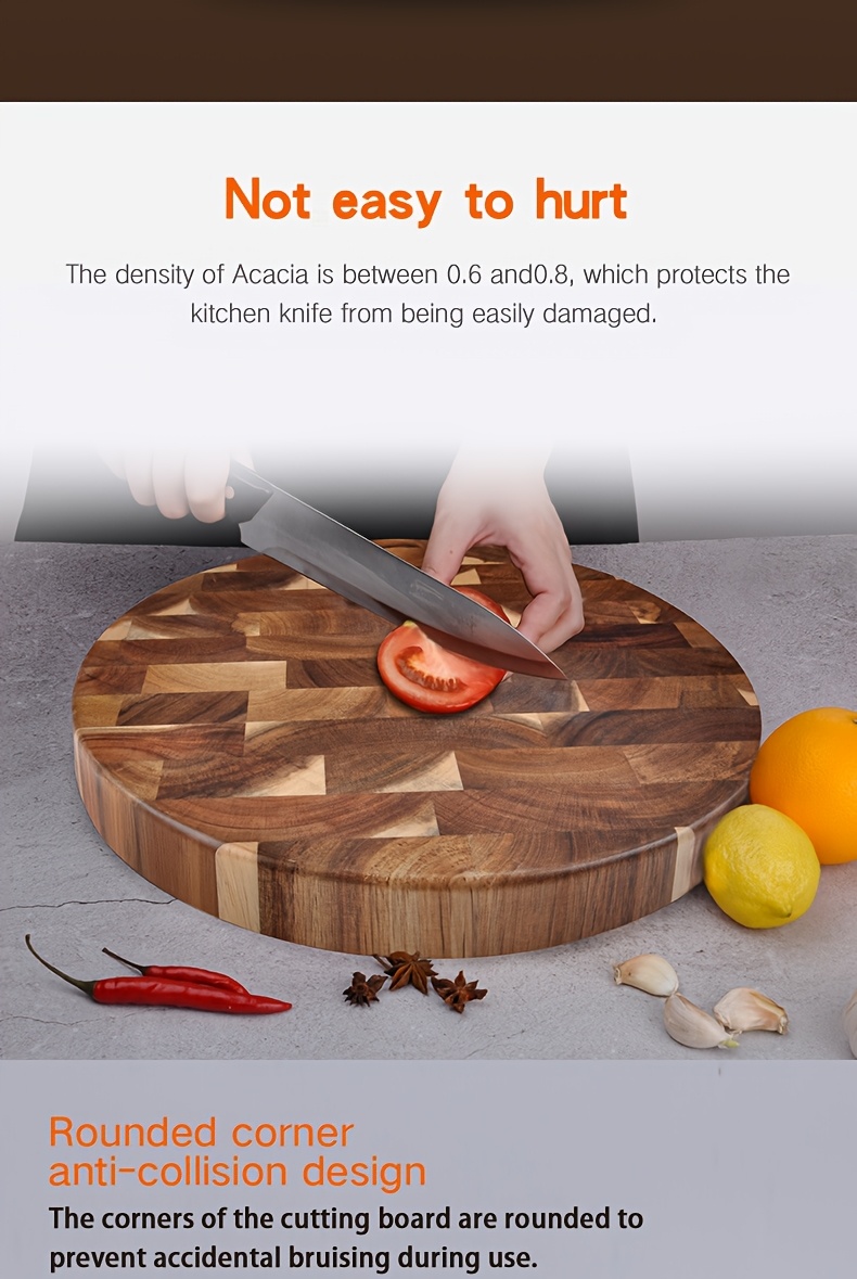 premium acacia wood cutting board double sided round kitchen   for fruits vegetables   home use holiday gifting details 3