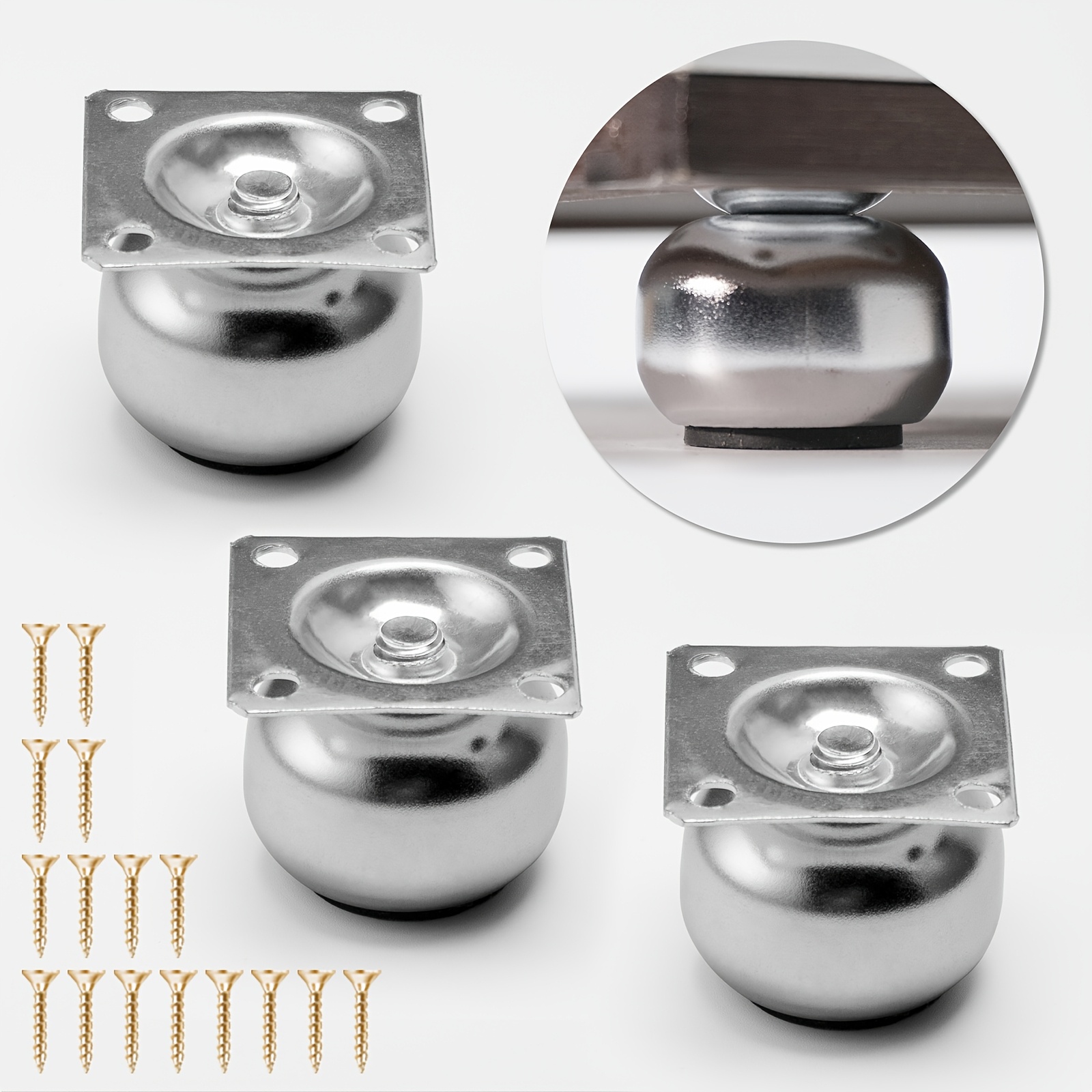 

4pcs Polished Metal Mini Round Legs - Cabinets, Sofas & Diy Projects