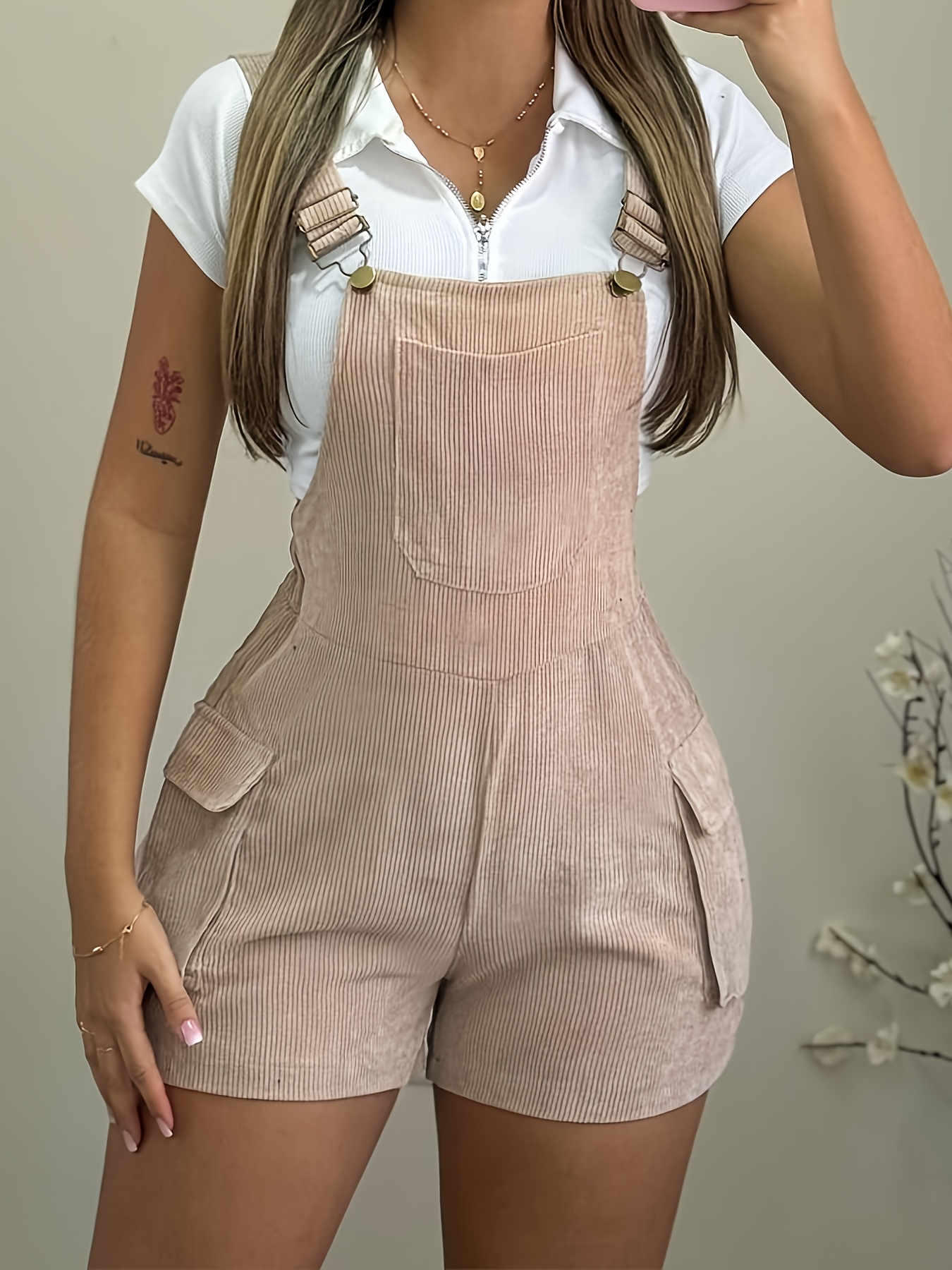 Corduroy Suspender Shorts View