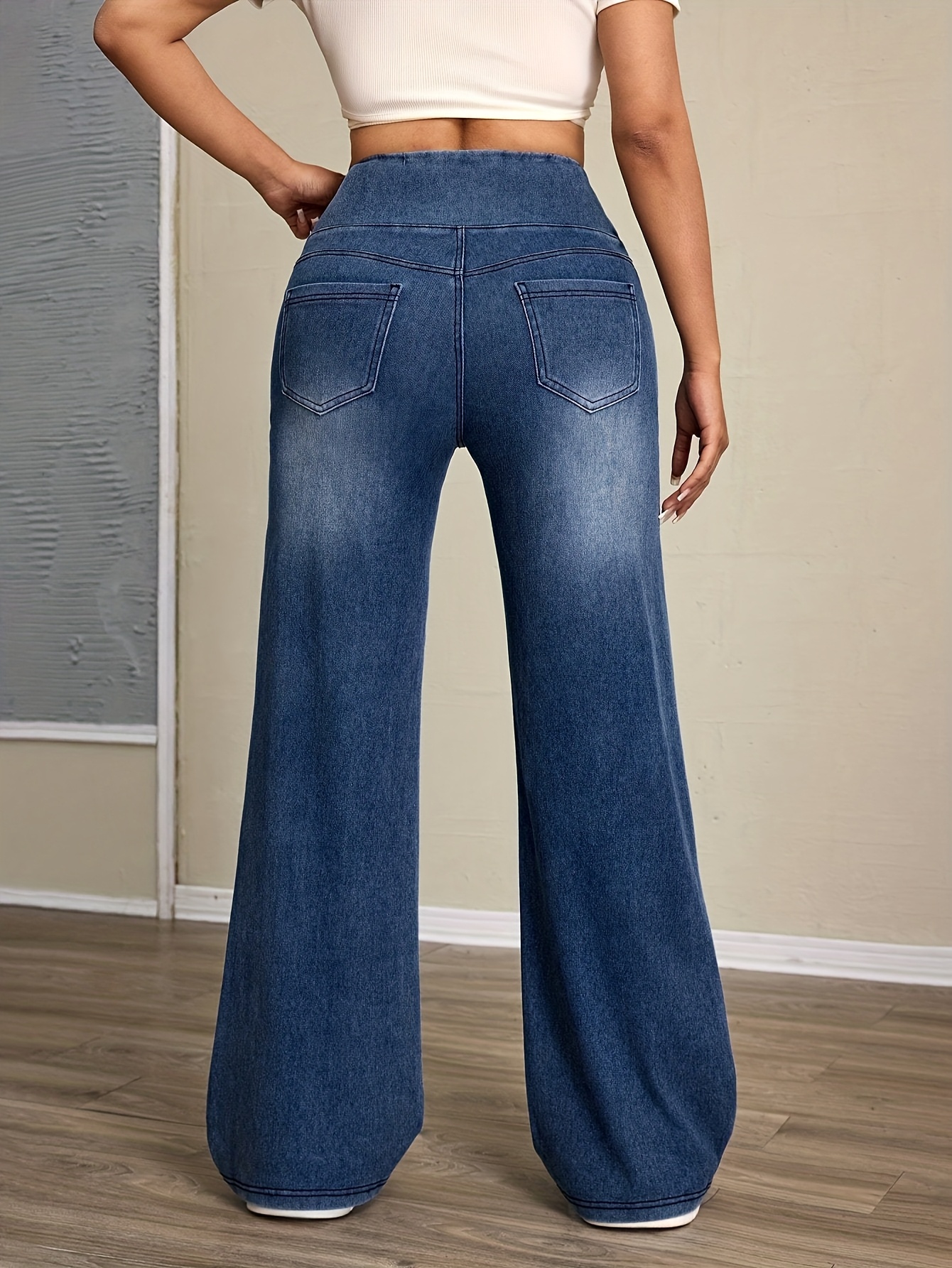 womens high waisted stretchy wide leg pants comfortable elegant and stylish long trousers with pockets   yoga casual attire and formal events high waisted leggings yoga wear elegant design smooth texture Product details 3