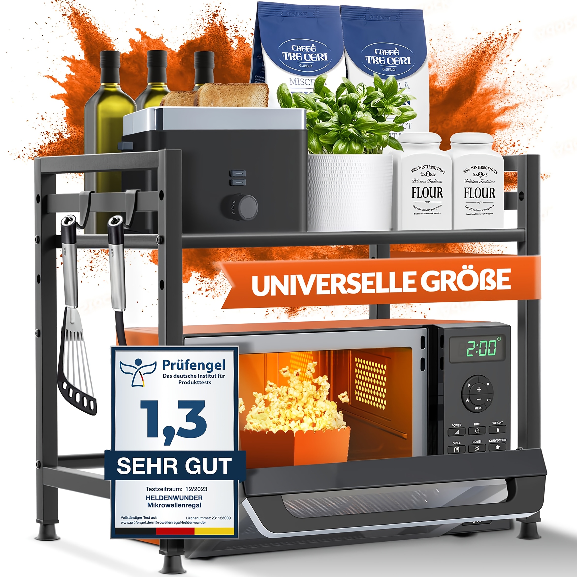 E-shop Mikrowellen-Ofen-Küchenregal, , Doppelstöckig, Mikrowellen-Ofen-Regal, Mikrowellen-Schrank-Aufbewahrungsregal, Bäckerregal, Höhen-