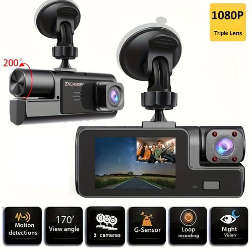 item picture dash cam front and inside front 1080p and inside 720p recording car dvr cam with 170 wide angle small dash camera for cars 24h parking monitor loop recording
