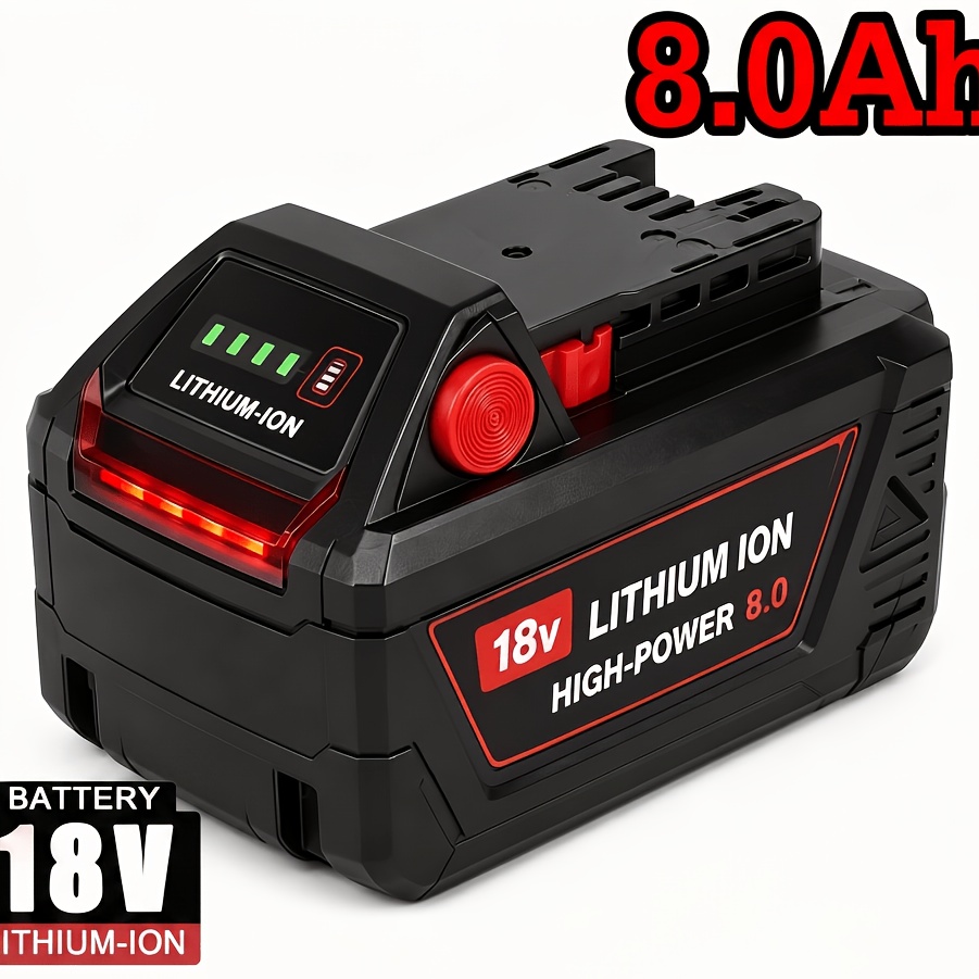 TEMU 6, 4, 2, Or 1 Pack 8.0ah 18v Lithium Ion Replacement Battery, High-capacity Professional Compatible With 48-11-1812 48-11-1850 48-11-1852