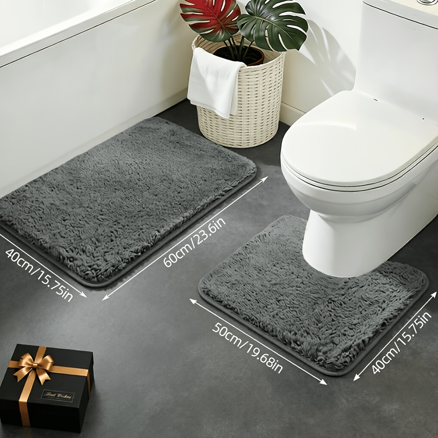 TEMU 2pcs Super Absorbent Memory Foam Floor Mats - Quick Drying, Non-slip, Soft And Comfortable, Suitable For Kitchen, Bathroom, Bedroom, And Living