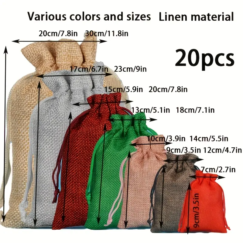 Sacchetti Juta,Sacchi Lino Coulisse 2-10 Pezzi Di Iuta Con Coulisse Sacchetto Di Tela Naturale Sacchetti Regalo Di Iuta Multi Formato Confezione Di Gioielli Sacchetti Di Tela Fai Da Te Da Sposa (Colo - Foto 10