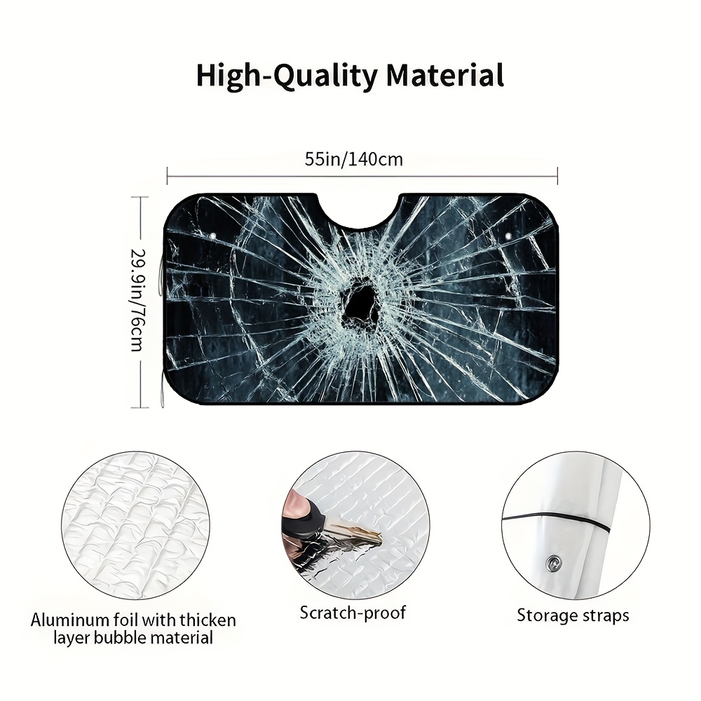 TEMU 1pc, Screen Phone Design Car Windshield Sunshade, Collapsible Sun Visor For Front Windshield, Maintains Vehicle Interior Temperature, Ideal For