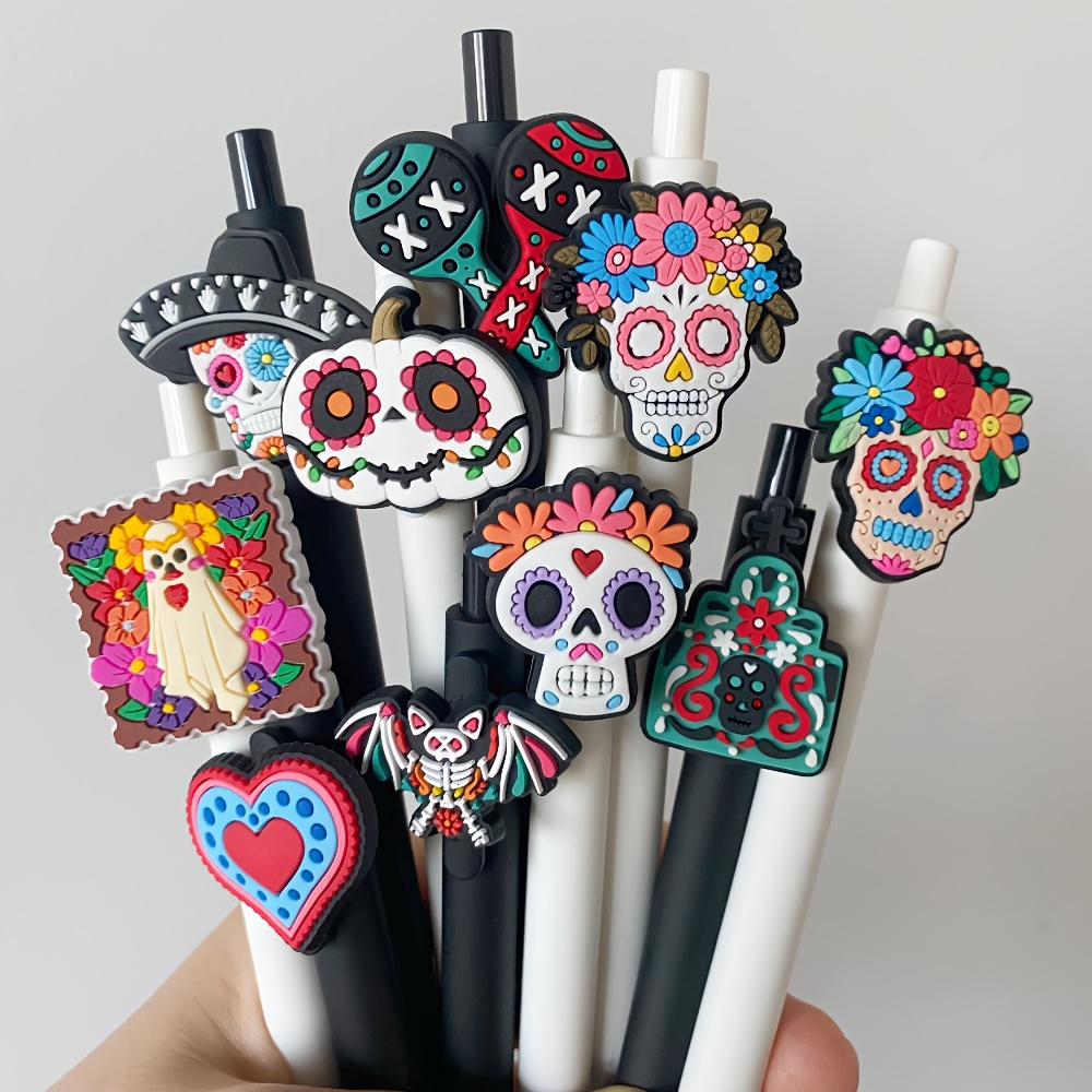 TEMU 10pcs Sugar Gel Pens Colorful De Mayo Retractable Black Get Point Pen Gifts For Women Fine Writing Smooth Supplies For Office School Teacher