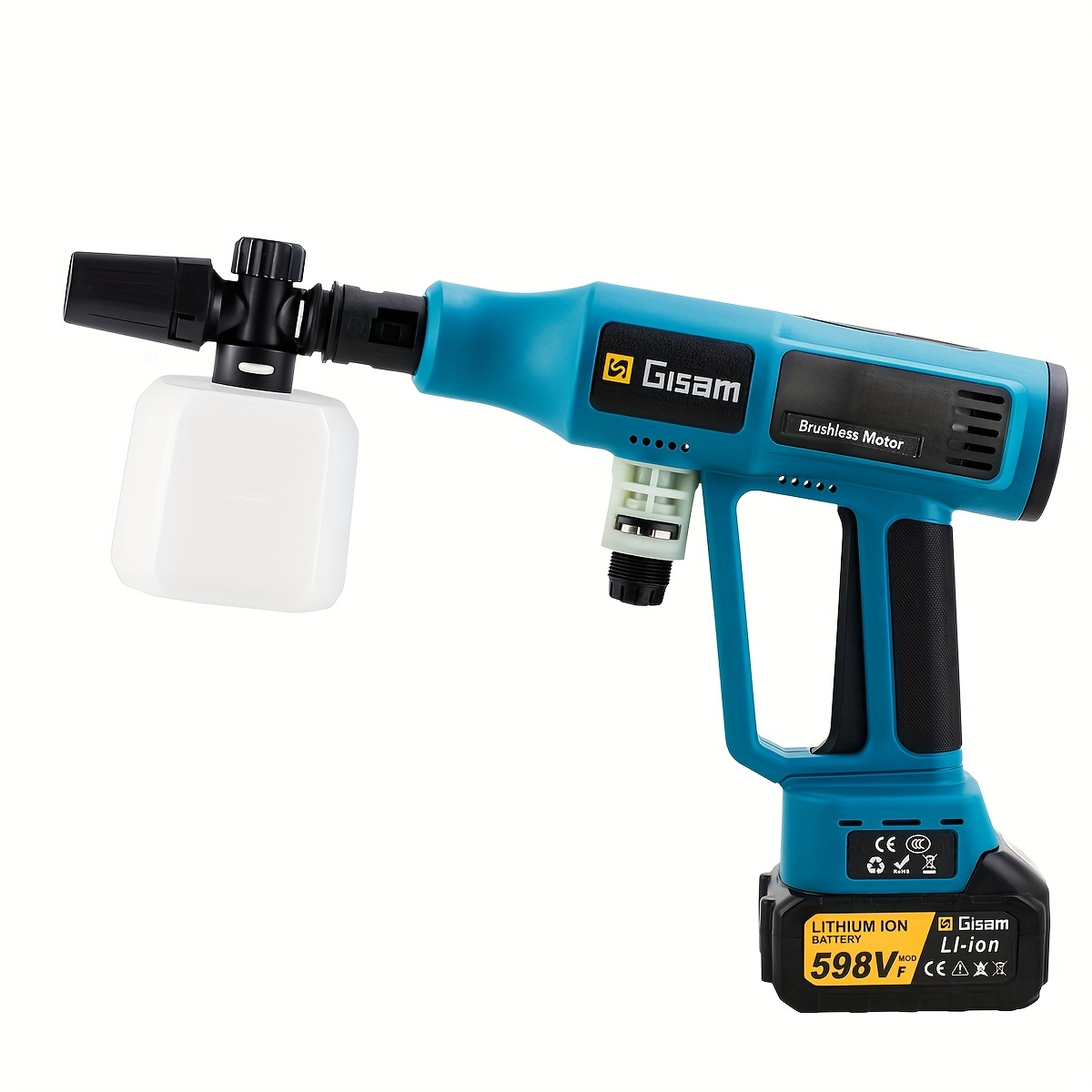  cordless pressure washer gun with screen, 6-in- spray nozzles (wide/angle/spot/ ), 4 adjustable gears, portable cleaning machine with carry case for cars, trucks, motorcycles, patio, driveway, garden - heavy-duty electric pressure washer, outdoor cleaning tool, , sleek , durable metal body, construction Product details 5