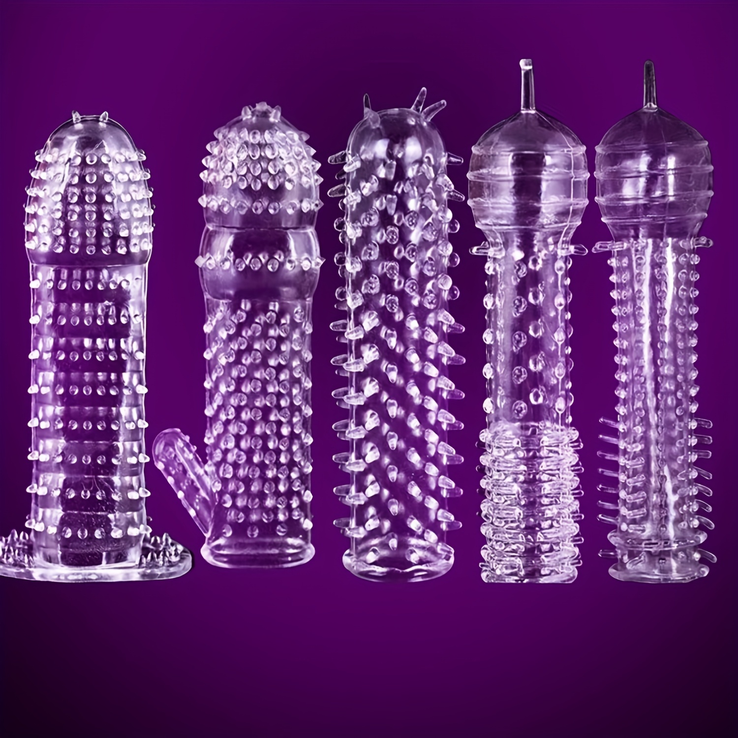 Transparent Threaded mace Condom, Silicone Penis Sleeve, Reusable Male Condoms, Stretchy Textured Studded Stretchy Penis Sleeve Set, Penis Rings Sex Toys for Men Couples
