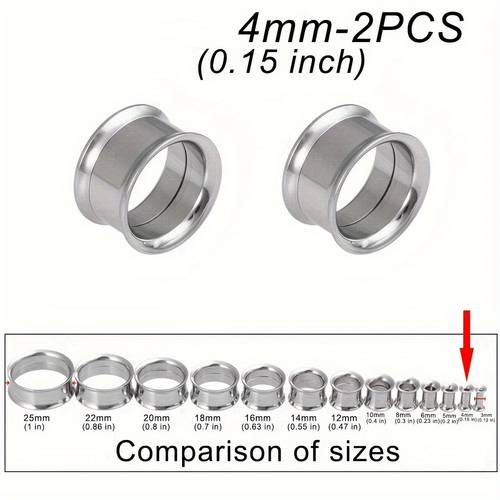 2pcs stainless steel screw fit ear gauges expanders double flare body piercing plugs 3 25mm cute punk style for women daily party wear body modification accessories flared screw design polished metallic
