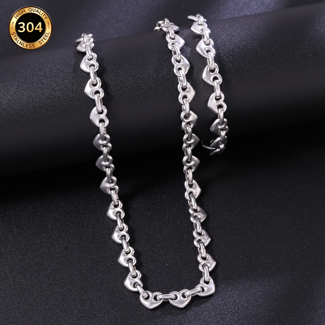 TEMU 1pc/2pcs Necklace/bracelet | 304 Stainless Steel, Fashionable Heart-shaped Jewelry For Women, Suitable For Daily Wear, Ideal Gift For Or ,