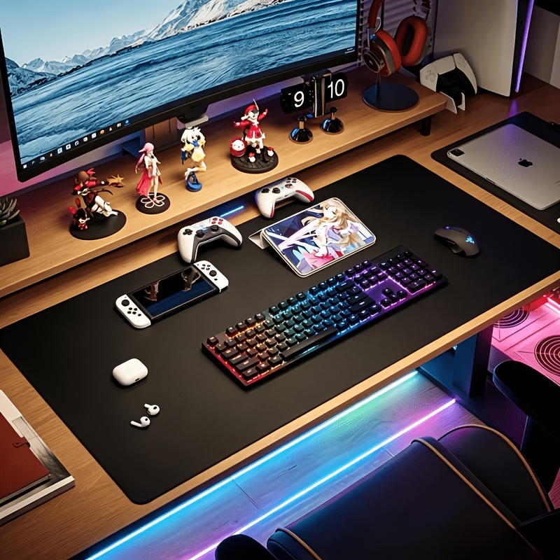 TEMU 1pc Mouse Pad, Extra Large And Stain-resistant -care Premium Computer Mat Desk Mat Faux Leather Suitable For Gamers, , Streamers
