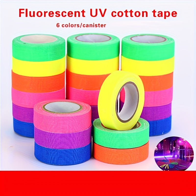 6Rolls UV Blacklight Reactive Tape Gaffer Tape Neon Spike Tape Colored  Masking Tape 15mmx5m For Art