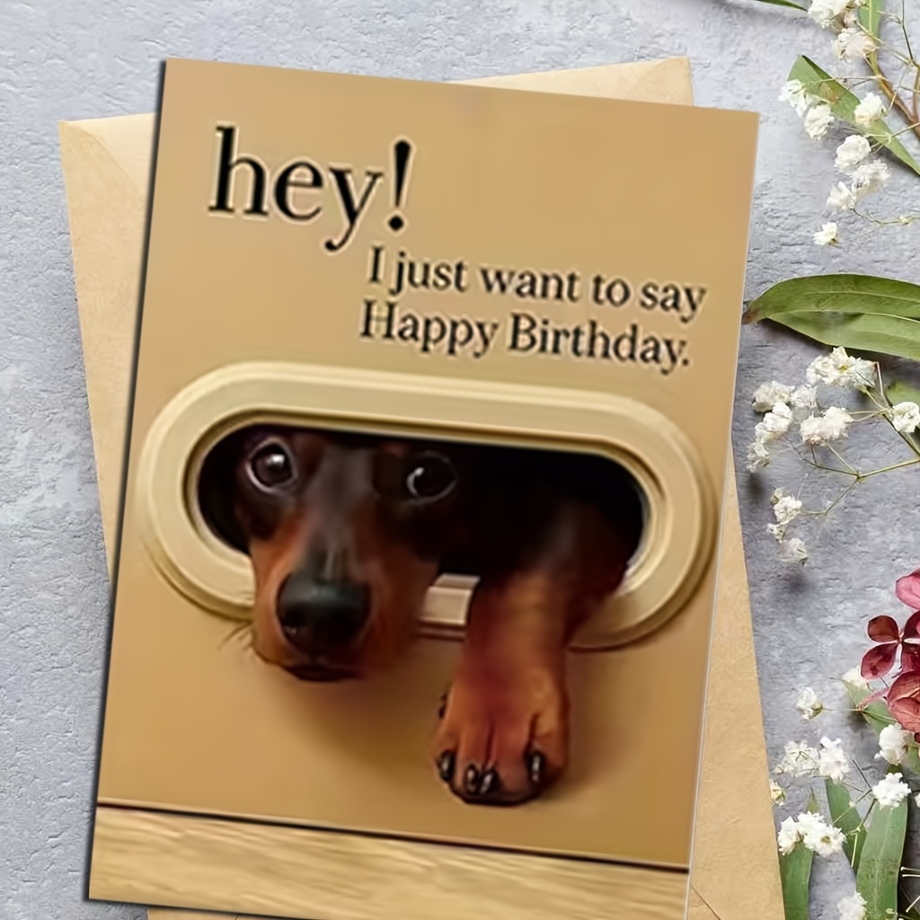 A Humorous Animal-Themed Birthday Card (With Envelope), Featuring Cute Pet Designs, Specifically Made for Dog Lovers, Suitable for Birthdays, Thank You Notes, Christmas, And Everyday Gifting Occasions!