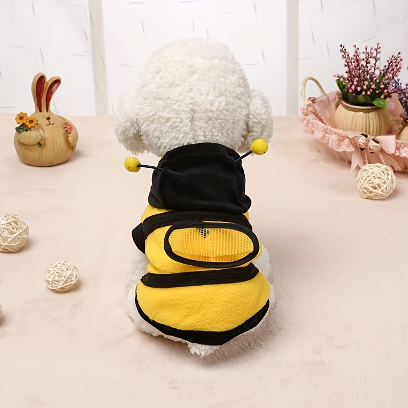 TEMU 1pc Pet Clothing Pet Costume Bee Polar Fleece Clothes Hoodie Apparel Sweater Lovely Cosplay Outfit For Dog Cat Party Favors