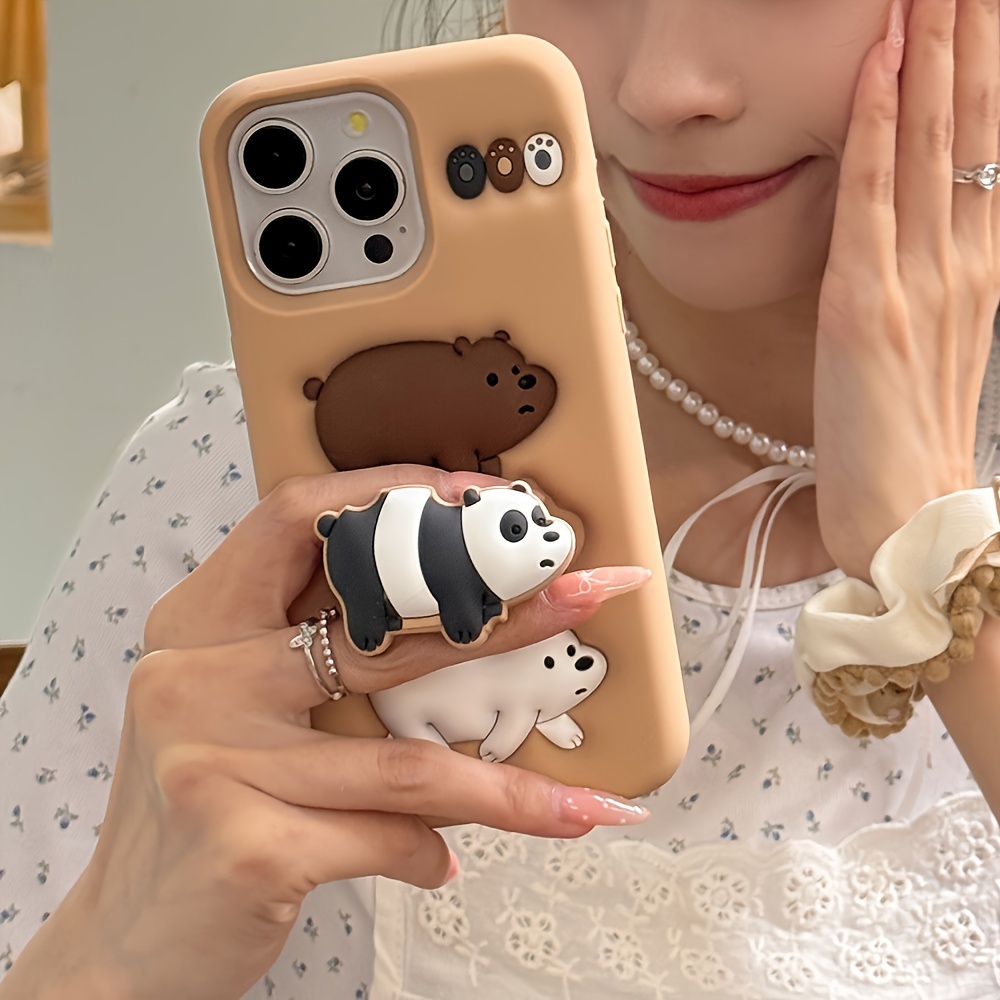 TEMU Apple Iphone 16 Pro Max, Apple Iphone 15 Pro, Apple Iphone 13, Apple Iphone 12, Apple Iphone 14 Pro Max 모델을 보호하는 창의적으로 재미있는 커플 스타일의 매우 귀여운 3D 판다