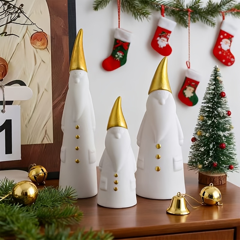 Image of A Set Of 3 Resin Christmas Decorations Featuring A Minimalist Nordic Santa Claus, Perfect For Decor. Crafts Can Enhance The Ambiance Of Your Living Room, Bedroom, Dining Table, Study