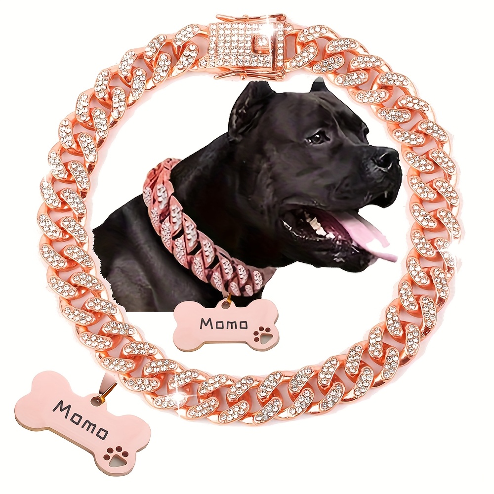 Collar Personalizado Para Perros Chihuahua / T-Cup Con Diamantes Y Rhinestones - VENDEDOR EN ESPAÑA