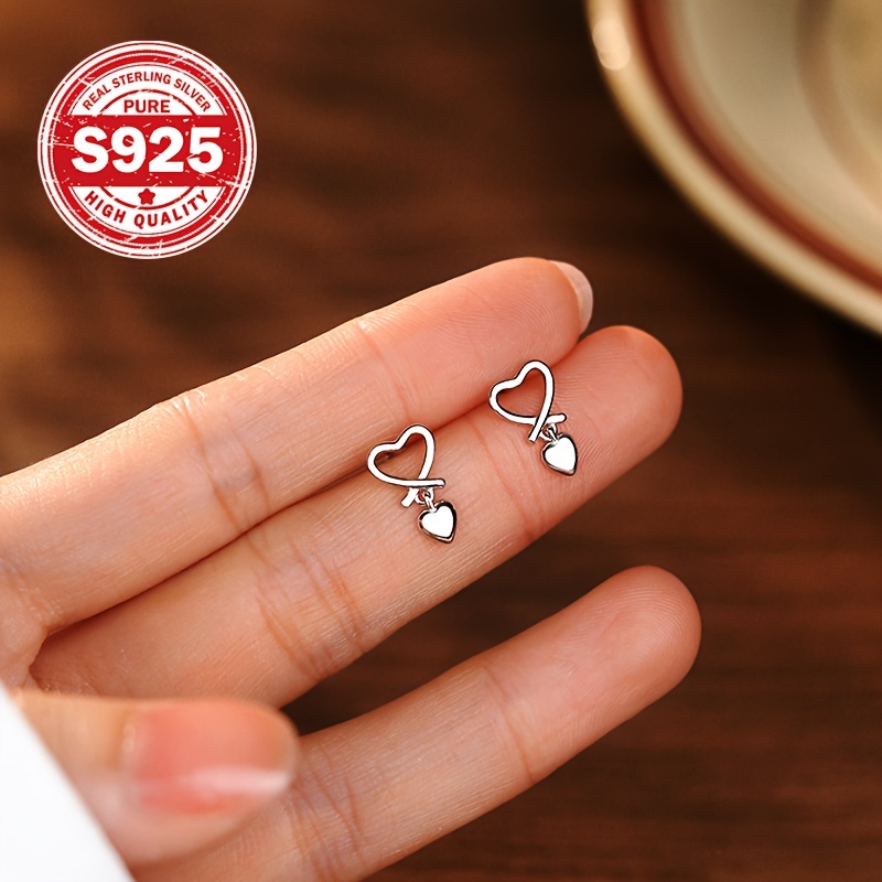 

1 Pair Of Earrings 925 Shape Knot Love Earrings Cute And Elegant 0.9g Suitable As Valentine's Day Gift, Holiday , High-end Gift For Girls