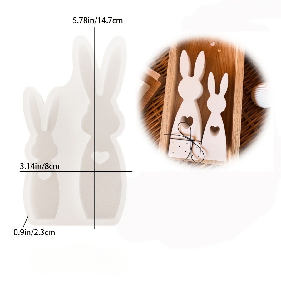 TEMU Set Of 2pcs Large And Small Rabbit Figurines Clay Molds, Molds, Standing Rabbit Plaster And Resin Molds, Easter Molds