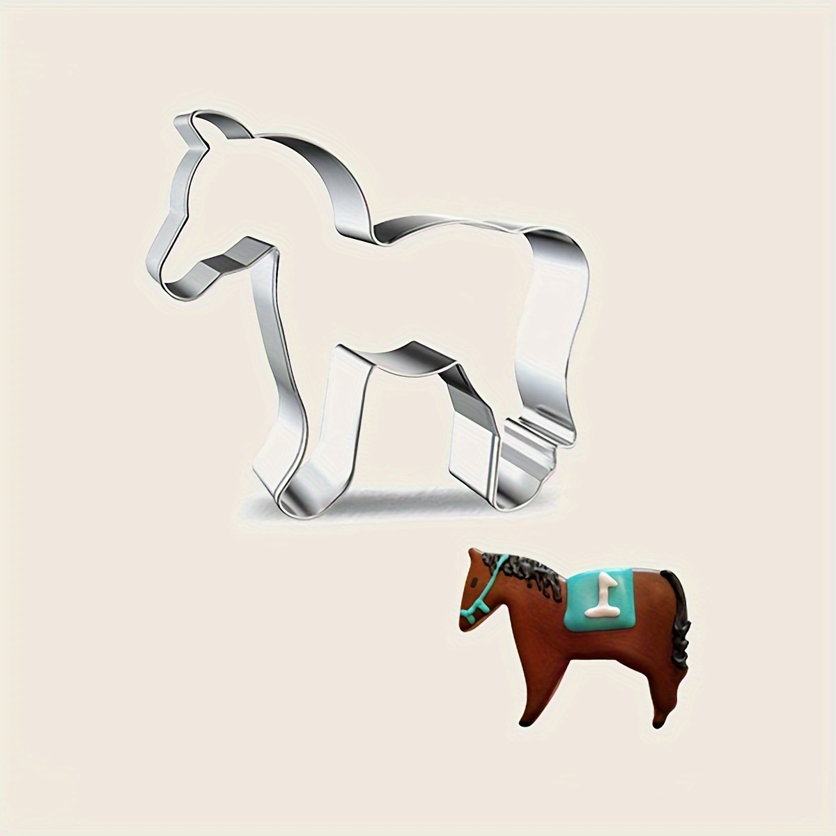 

1pc Horse-shaped Stainless Steel Cookie Cutter - Diy Baking Mold For Cookies, & , Creative