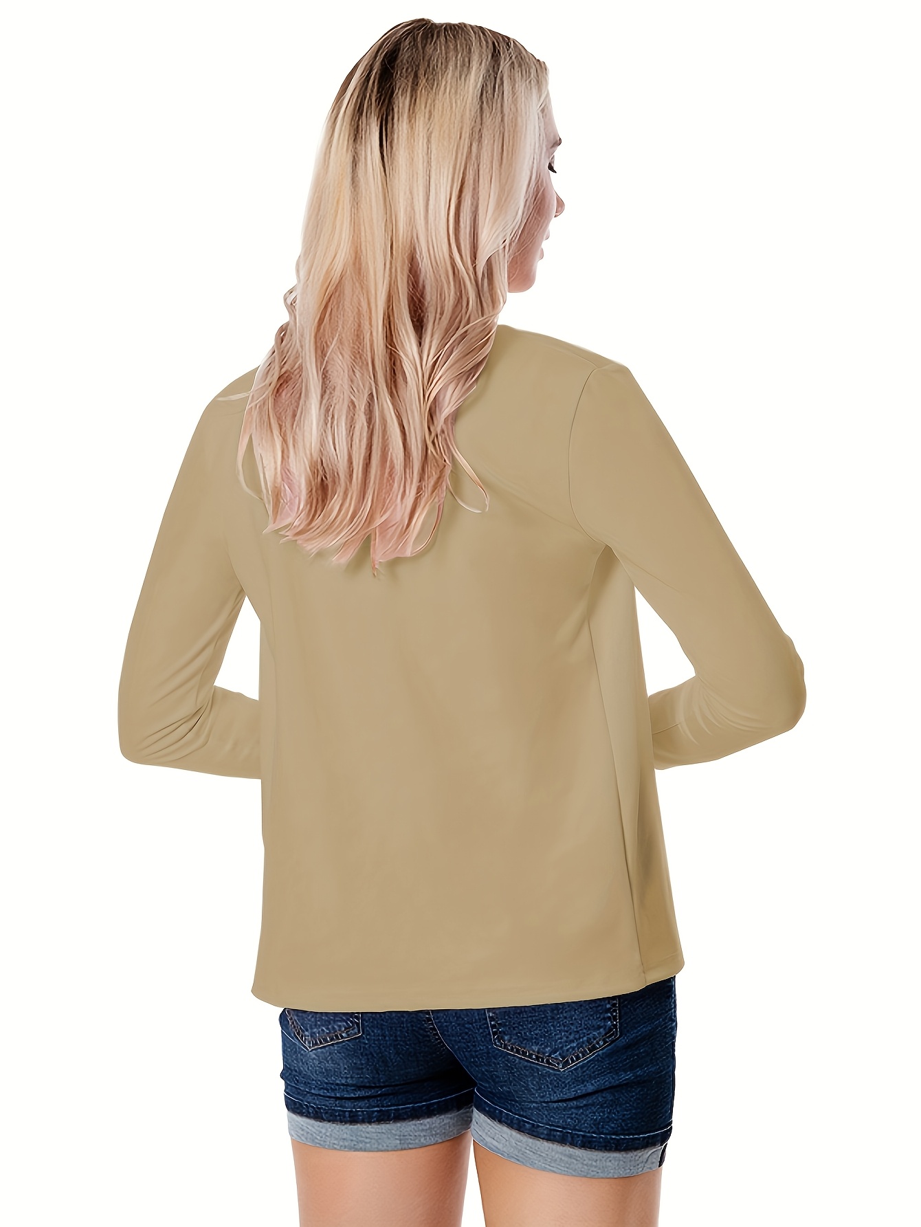 Women'S Lightweight Long Sleeve Casual Blazer - Solid Color Notch Lapel Jacket for Spring & Fall, Versatile Office & Casual Attire, Spring Outerwear, Sophisticated Style, Notch Lapel Design