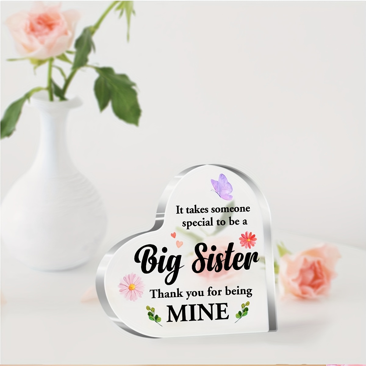 

big Sister" Acrylic Heart Desk Decoration: A Festive Gift For Your Girlfriend Or Sister