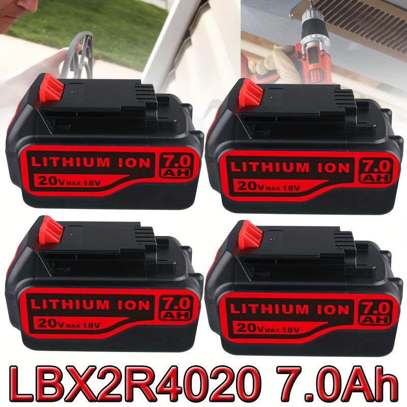 Image of 4pack Lbx2r4020 Bdl1810 7.0ah 18v (20vmax) Lithium Battery Compatible With For Black And Decker 20v - Replaces Lbxr2020 Lb2x4020 Lbxr20 Lbx20 Lbxr2520