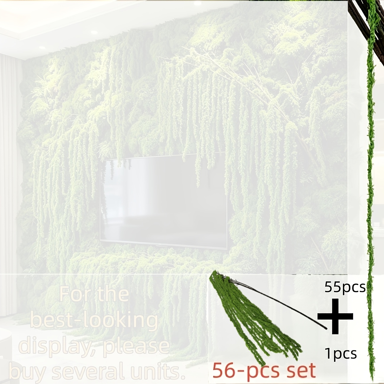 TEMU Ensemble de 56 pièces - Fleurs d' artificielles - Glycines vertes élégantes suspendues, convient pour la décoration d'intérieur bohème, les