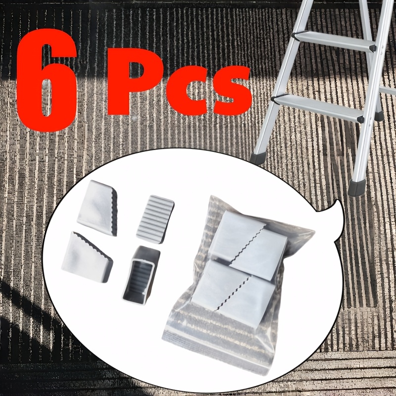 TEMU 6pcs Heavy-duty Anti-slip Rubber Foot Pads - Universal Ladder Safety Anti-slip Cap, Suitable For Telescopic Ladders, Durable For Household And