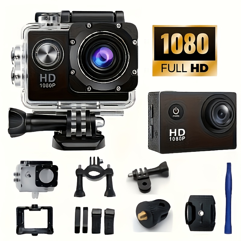 TEMU Action Camera Sports Camera 1080p Outdoor Sports Camera With Removable Battery, 2-inch Lcd Screen 12mp, Diving Camera 140° Zoom Wide Angle Field