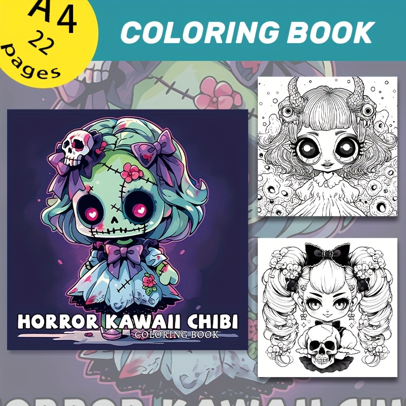 

Cute Horror Coloring Book - 22 Pages, Fun & Art Craft, Perfect Gift For Birthdays & Holidays