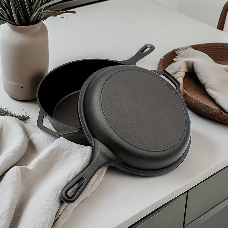 универсальный чугунный 2 в 1 кастрюля для готовки на природе, кемпинга, использование на газовой плите, совместимые детали 2