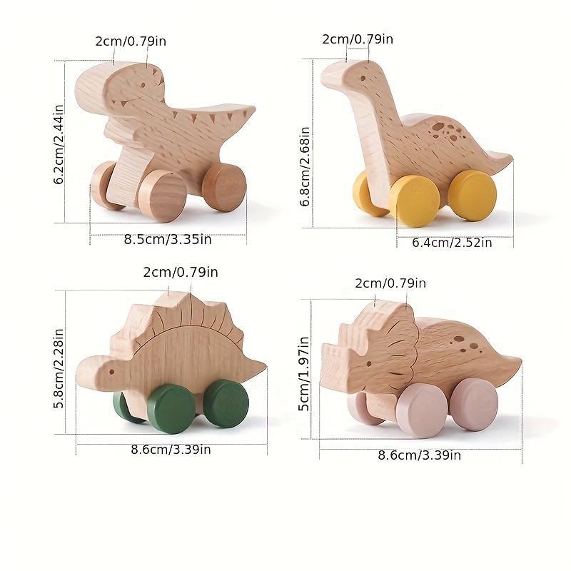 Wooden Dinosaur Sorting Car Toy for Baby Development