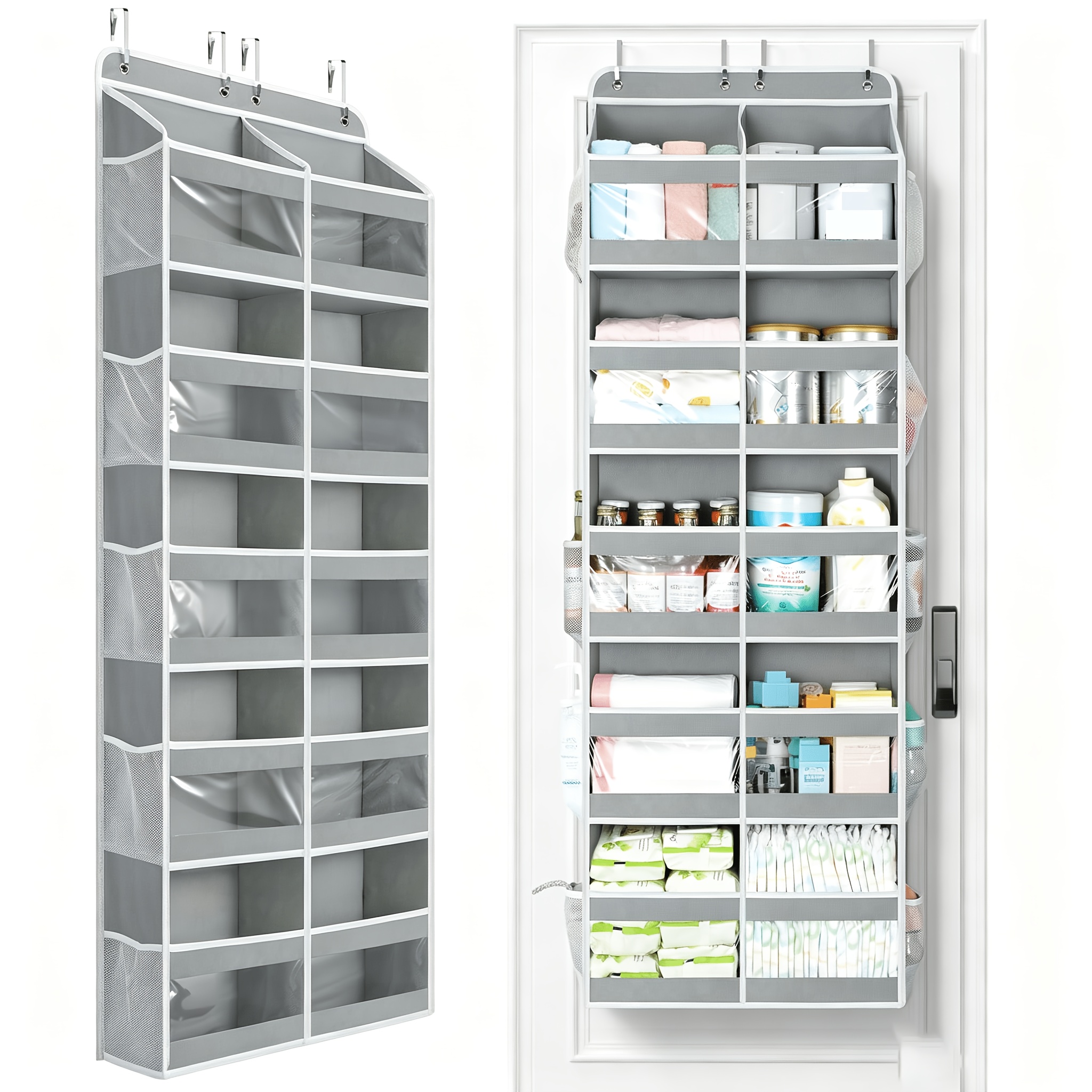 TEMU 5-tier Over The Door Organizer Dual-column, 80lbs Load Over The Door Storage Of 10 Compartments, Heavy Duty Door Organizer Hanging For Bedroom
