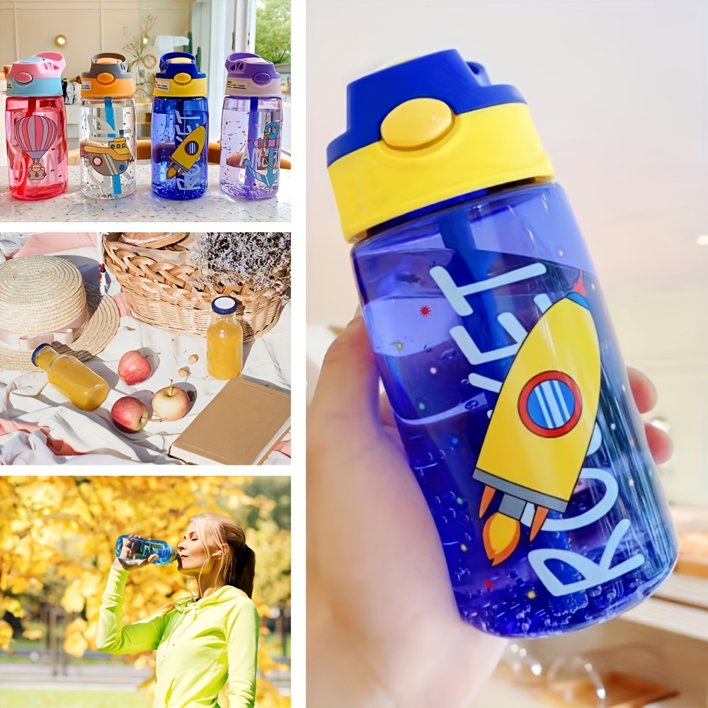 

1pc 480ml Kawaii Plastic Anti-fall Water Bottle, Portable Cute Leakproof Water Cup For Boys Girls Outdoor Sports