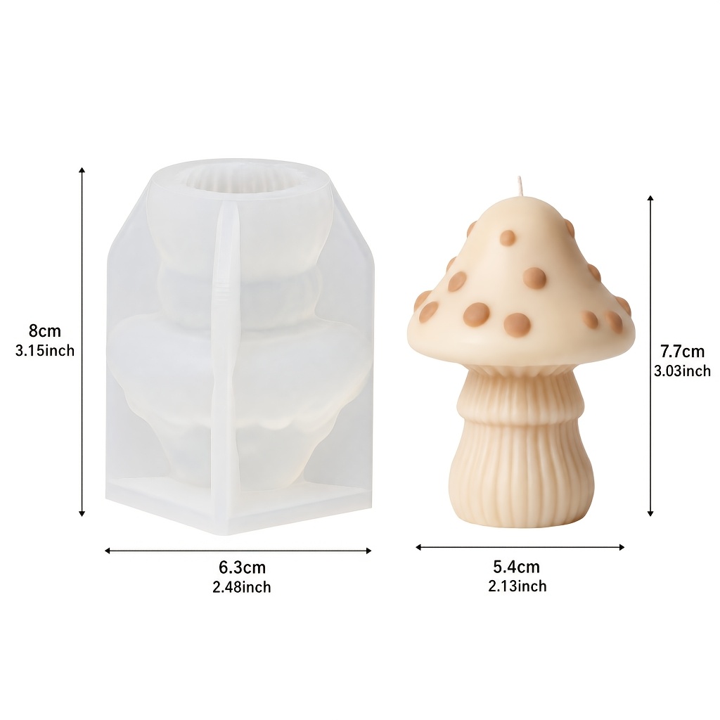 TEMU Stampo in silicone a forma di fungo | Design 3D a punti rotondi, silicone liquido , smontaggio facile, per candele in cera di soia, saponi e