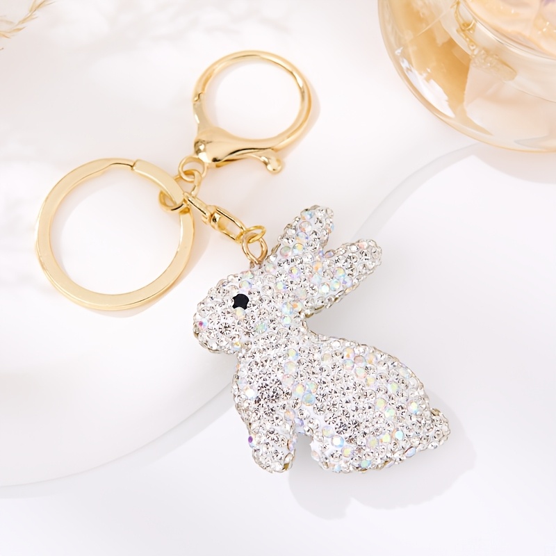 TEMU Portachiavi con e strass, Portachiavi coniglietto , Ornamento per borsa, Decorazione per chiavi 'auto da donna